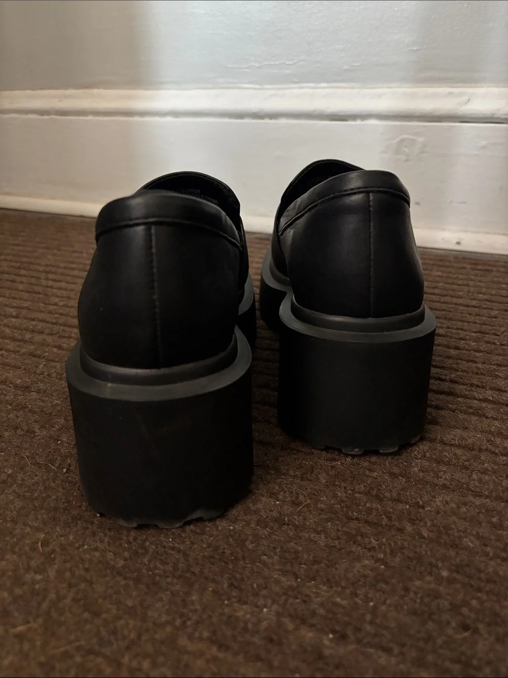 Chunky Platform Penny Loafers in Black